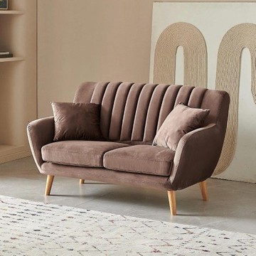 【MUNA家居】格林乳膠絨布雙人座沙發/共四色咖啡色