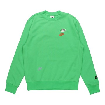 Men's Nike Contrasting Colors Logo Casual Sports Round Neck Embroidered Pullover Green