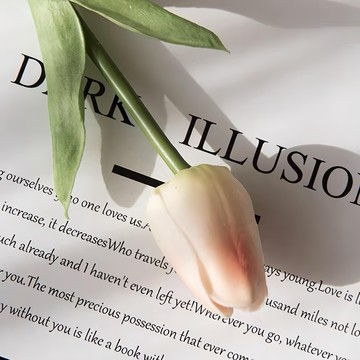 沐慕家居 仿真防水鬱金香花 PU材質 35cm長  香檳色  20個