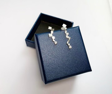 礦石結晶系列-純銀方晶不對稱耳環-一對