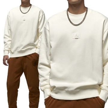 Nike J FLT FLC Crew 男款 米白色 喬丹 運動 刷毛 寬鬆 加絨 大學T 長袖 FV7260-133