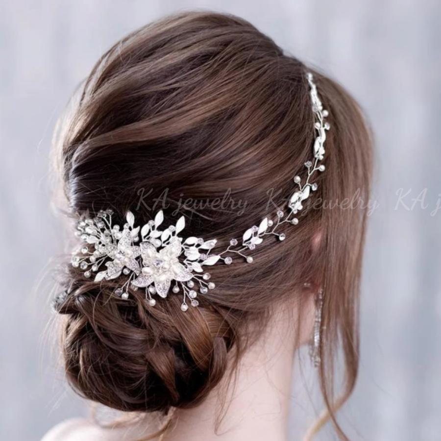 ヘッドドレス ウェディング 結婚式 ヘアアクセサリー シルバー