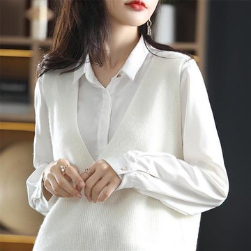 【巴黎精品】羊毛背心無袖針織衫-V領設計簡約百搭寬鬆女上衣5色a1if22