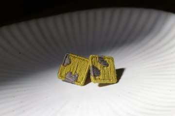 刺繡方形耳環 / 斑03 / 耳夾款