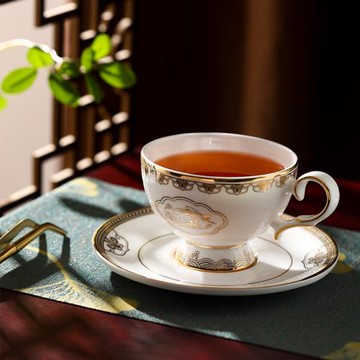 "銀鳳"琺瑯彩浮雕骨瓷茶具套裝BRF國際合作高峰論壇宴會用瓷禮品