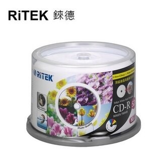 EF【RiTEK錸德】 52X CD-R 桶裝 700MB 高寫真滿版可列印式 50片/組｜領券最高折$220