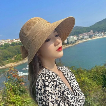 VEN遮陽大簷蝴蝶結草編帽