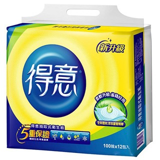 得意 連續抽取式花紋衛生紙(100抽x12包/串)