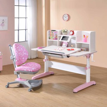 【SingBee 欣美】寬120cm SBS-603 巧學兒手搖式U板桌+桌上書架+138成長椅 (書桌椅 兒童桌椅 兒童書桌椅 升降桌)