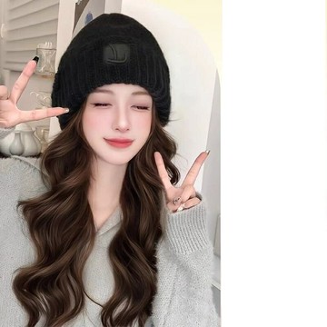 【巴黎精品】現貨+預購 女假髮帽子長假髮透氣假髮片輕量隱形增髮量假髮接髮-秋冬針織帽長捲髮2款a1hr29
