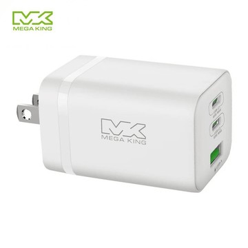 MEGA KING 65W 氮化鎵三孔快充旅充頭(2C1A) 白