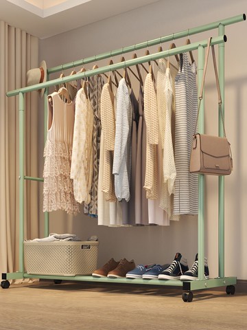 簡易晾衣架落地臥室折疊單桿室內涼衣桿掛衣架陽臺曬衣服架子家用