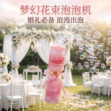 臺灣出貨+免運手捧花束泡泡機全自動發光夢幻泡泡玫瑰花束禮盒氛圍感拍照送女孩