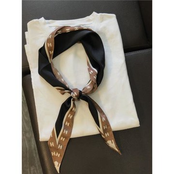 韓系新款洋氣時尚尖角菱形小絲巾長條領巾春秋季裝飾法式氣質圍巾