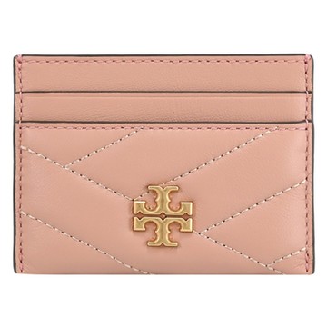 TORY BURCH 金屬LOGO皮革卡夾/名片夾(粉)