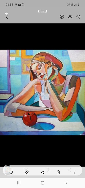 原創畫作〈Girl and Apple〉 繪畫 作品 原創藝術 油畫 油畫