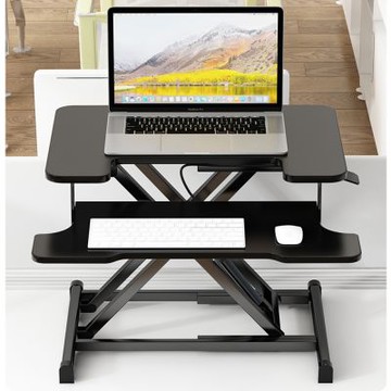 E家工廠 50公分氣壓無極升降電腦桌 摺疊桌 站立辦公電腦桌176-KC（黑色）
