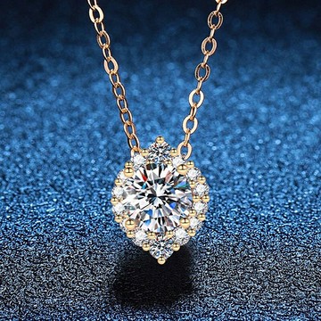 【巴黎精品】現貨+預購 頂級莫桑鑽石項鍊925純銀女項鍊項鏈鎖骨鏈情人節禮物-1克拉原創橄欖球女飾品a1kv25