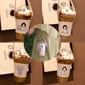 ins 環保帆佈手搖飲料盃套 奶茶提袋