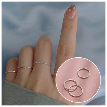 梨花HaNA  韓國波光粼粼極簡感．素圈女生線戒三件套戒指