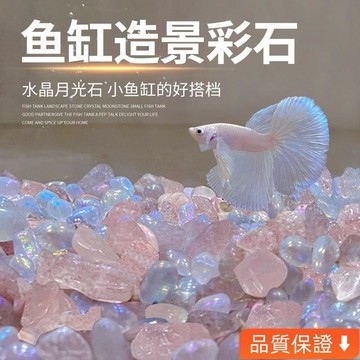 💥台灣出貨💥月光石魚缸造景鋪底石小型水族鬥魚孔雀魚觀賞魚水晶底砂碎石裝飾 VM3J