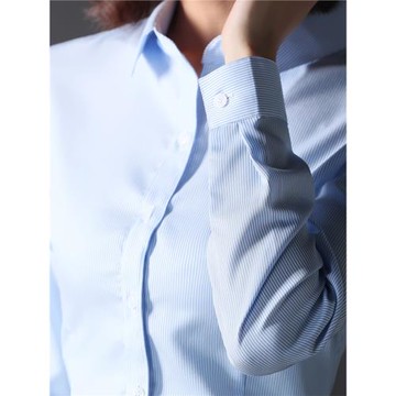 藍色條紋襯衫女長袖純棉抗皺修身職業正裝襯衣高端顯瘦女士工作服