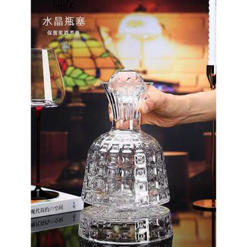 歐式輕奢旋轉水晶醒酒器創意紅酒壺酒樽家用個性帶蓋葡萄酒分酒器