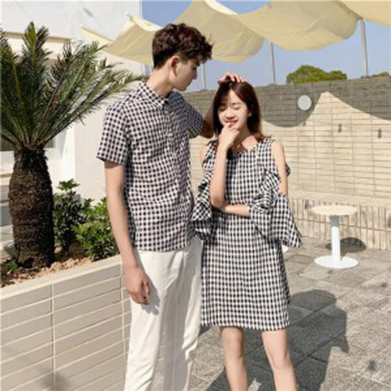 ペアルック カップル ワンピース 半袖 Tシャツ ペア 可愛い ワンピース メンズ レディース 韓国風 綿 新婚旅行 ペアｔシャツ ご夫婦 お誕 通販 Lineポイント最大1 0 Get Lineショッピング