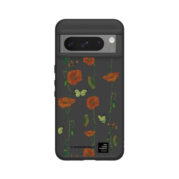 Pixel 8 Pro SolidSuit 黑 - Van Gogh Museum - 蝴蝶和罌粟花 - 重複圖案