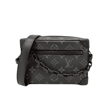 Louis Vuitton Mini Soft Trunk 經典帆布印花拉鍊肩背方包(M44735-黑色)