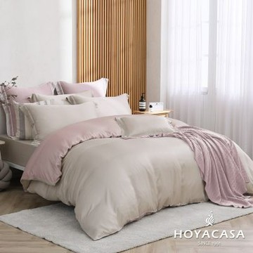 HOYACASA 雙人60支天絲被套床包四件組-莓果乳酪