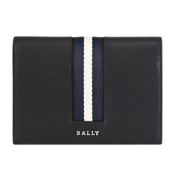 BALLY 6313319 HEMET 浮雕LOGO經典織帶對開4卡護照夾.黑
