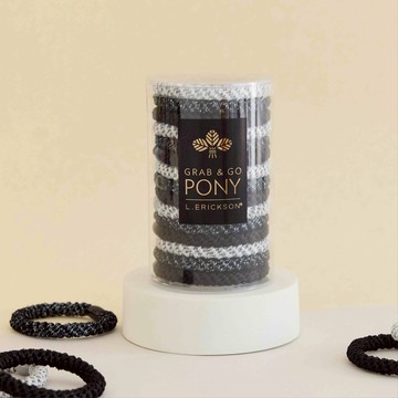 【L. ERICKSON 官方旗艦】粗版 彈力髮圈桶 15入〈黑銀璀璨〉