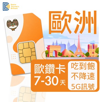【DJB】歐洲網卡 歐洲sim卡 7-30天 5G訊號吃到飽不降速 歐洲上網卡｜DJB歐鑽卡