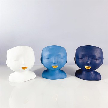 現代極簡約軟裝樣板房客廳書房樹脂藍色人像人物擺件裝飾