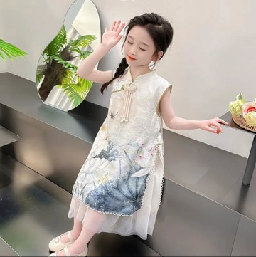 女童旗袍連衣裙夏季漢服兒童國風新中式寶寶夏款古風裙子【步行者戶外生活館】P