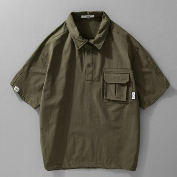 【巴黎精品】現貨+預購 男POLO衫短袖上衣寬鬆襯衫高爾夫球衫休閒男裝-復古工裝潮流戶外男上衣2色a1kq85