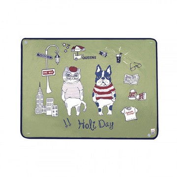 Kusuguru Japan日本眼鏡貓  空調斗篷 鈕釦披風 薄毯 午睡毯 綠色