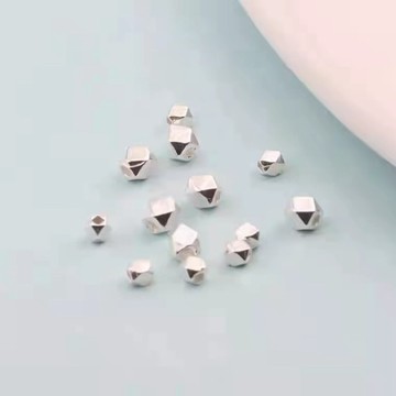 遇見～925純銀 菱形珠 純銀鍍金 八角珠 方塊珠 純銀配珠 925銀 隔珠 純銀配件 串珠 diy 手作
