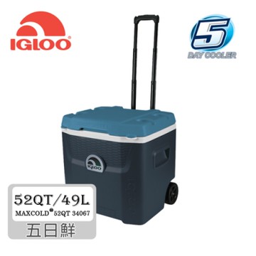 IgLoo MAXCOLD系列五日鮮52QT拉桿冰桶34067 藍色五日鮮冰桶推薦