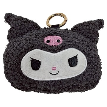 KUROMI 酷洛米 絨布造型耳機保護套 11 x 11cm  SANG-379KU  黑色 + 白色 + 粉色  1個