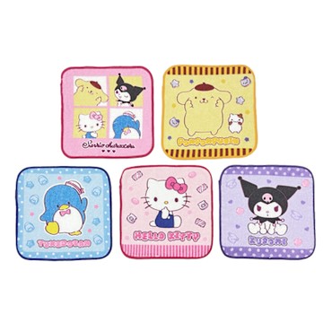 日本丸真 三麗鷗 迷你小方巾五入組 繽紛軟糖