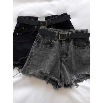 夏季ins高腰網紅顯瘦毛邊a字闊腿熱褲小個子辣妹破洞牛仔短褲女夏