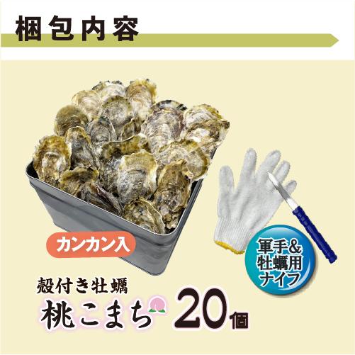 牡蠣のカンカン焼き「桃こまち」20個入 軍手・ナイフ付[牡蠣]