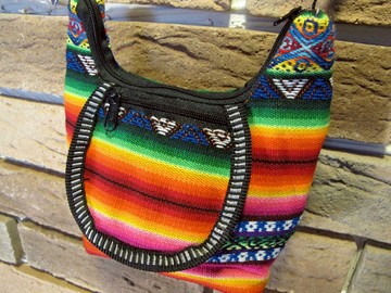 祕魯彩色織布 側隨身包-橘彩