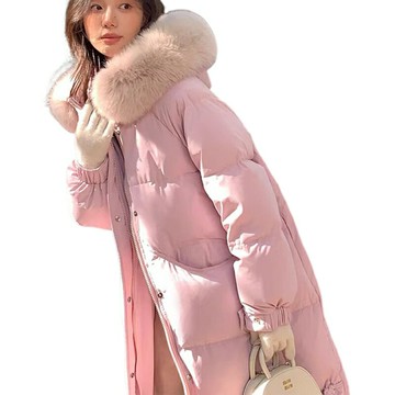 【米蘭精品】現貨+預購 頂級真羽絨外套90%鴨絨羽絨衣秋冬外套保暖上衣大碼休閒女裝-狐狸毛領長版5色74mw46