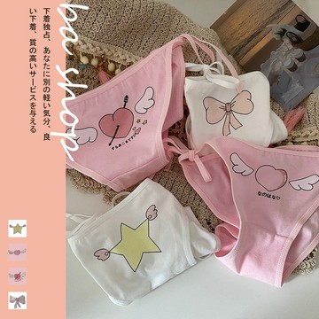 【BAshop】台灣現貨🌹魔法少女款❤雙側綁帶性感必收 莫戴爾棉內褲性感內褲 女生內褲 內褲 －3005