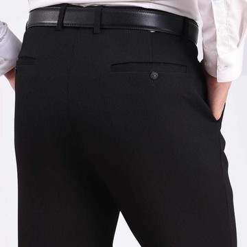 春秋冬季厚款中老年男褲休閑褲西褲中年老人高腰寬松深襠爸爸褲子