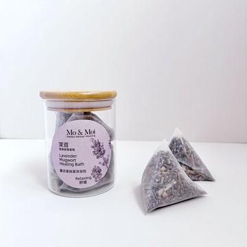 茉苜 Mo & Moi  薰衣草抹草沐浴包 ‧ 簡約竹蓋玻璃瓶 6入
