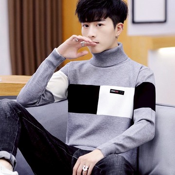 男士高領毛衣冬季加厚上衣韓版潮流帥氣打底衫秋裝新款針織衫